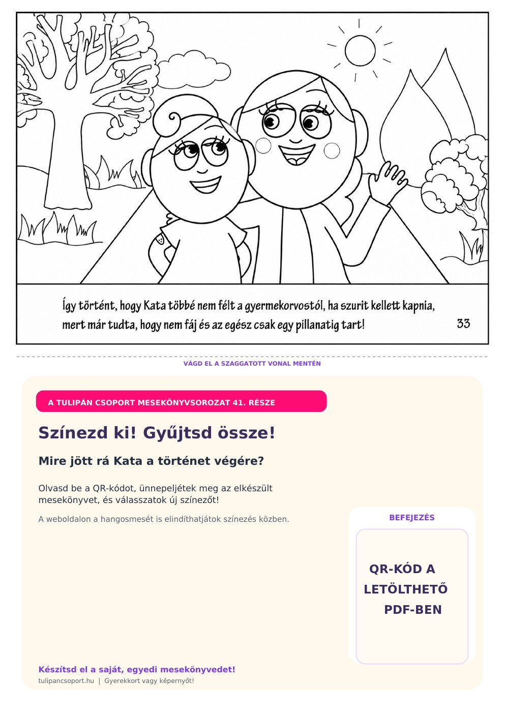 Kata többé nem fél a gyermekorvostól és a szuritól – ingyenes nyomtatható színező óvodásoknak